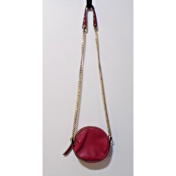 Neiman Marcus Maroon Round Crossbody Chain & Studs Purse - Picture 1 of 6